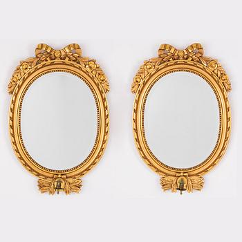 Spegellampetter, ett par, Gustaviansk stil moden tillverkning.