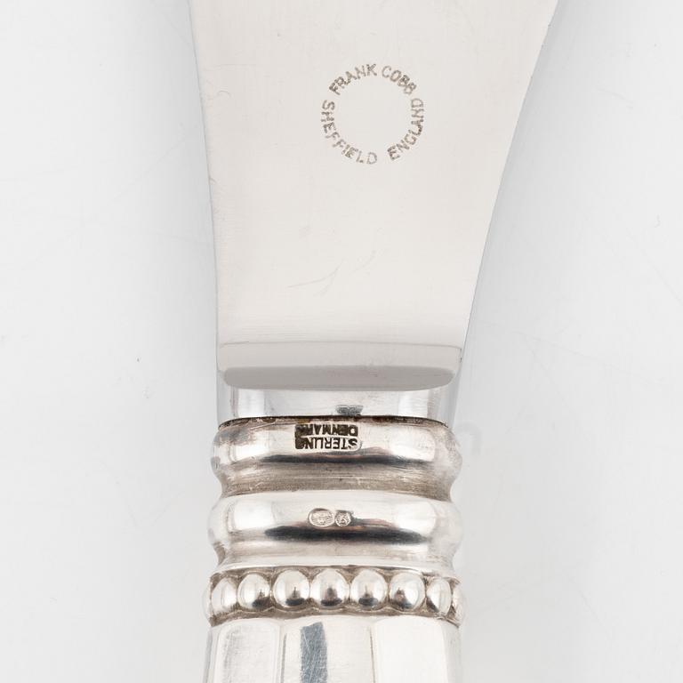 Johan Rohde, A sterling silver carving knife and fork set, 'Konge/Acorn', Georg Jensen, Denmark.