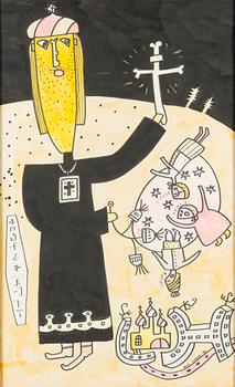 Rosa Liksom, watercolour, signed and dated -86.