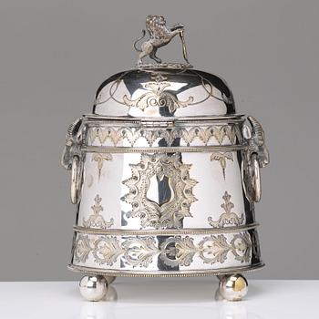 A 20th century plated jar and cover.