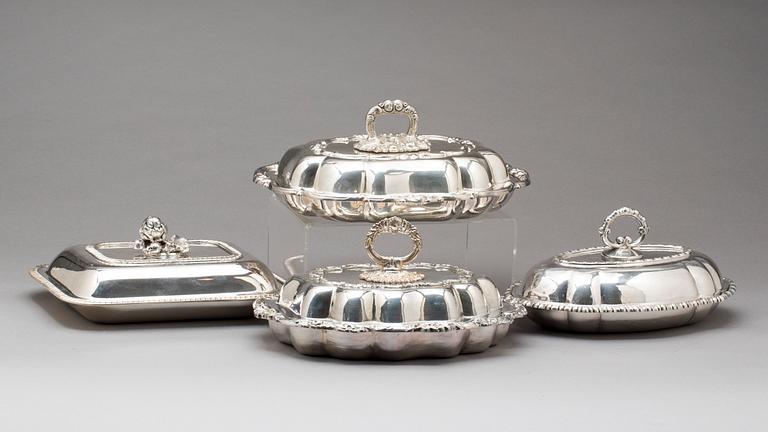 SERVERINGSKAROTTER, 4 st pläter, 1900-tal.