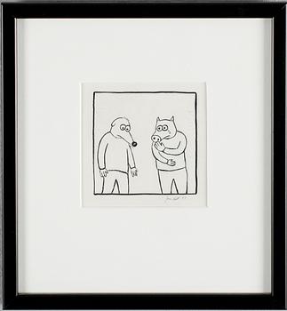 SERIETECKNINGAR, 3 st (2+1), tusch, Gunnar Lundkvist samt Max Andersson, 2 st daterade -97.