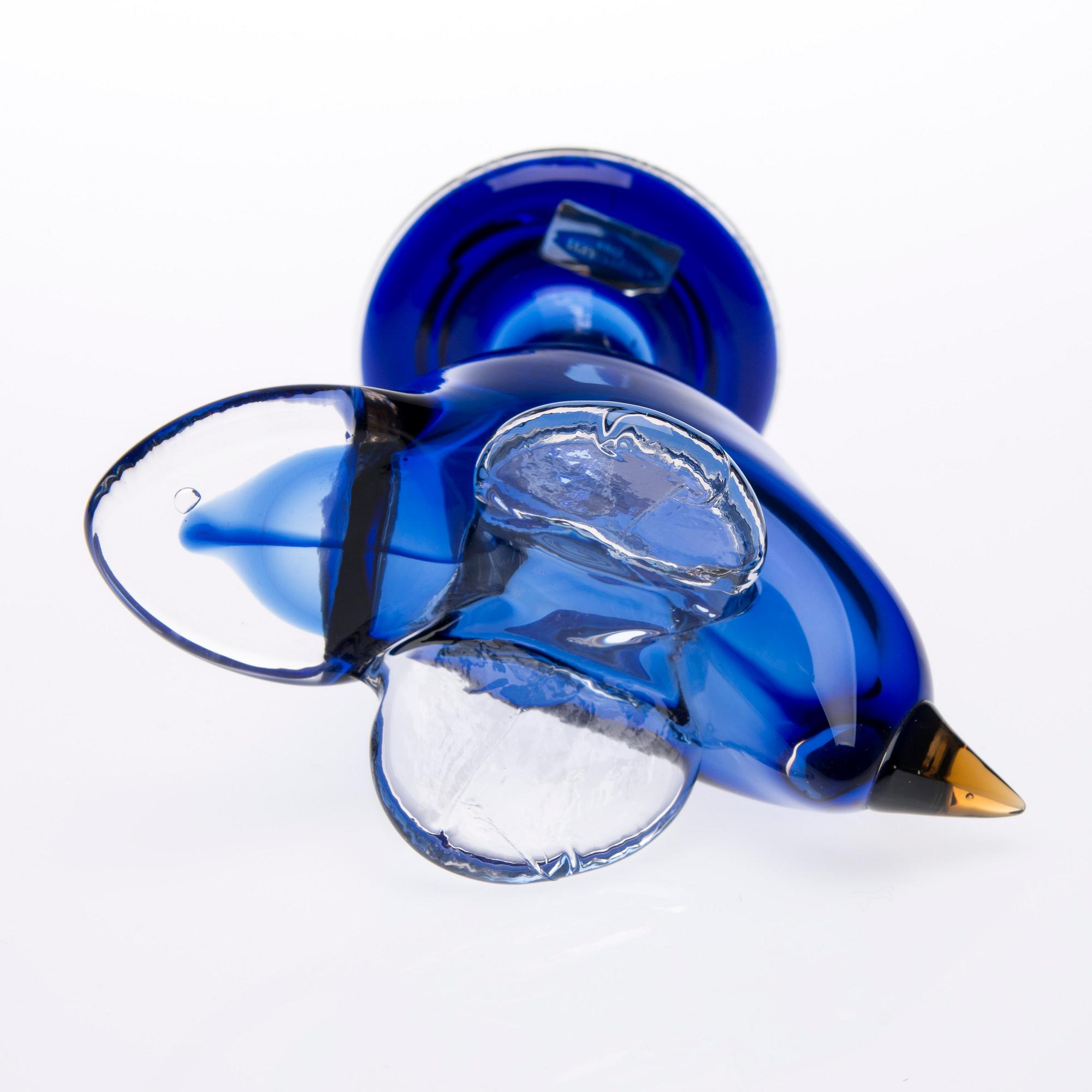 FIGURIN, glas, "Flugsnappare", signerad Oiva Toikka Nuutajärvi Notsjö.