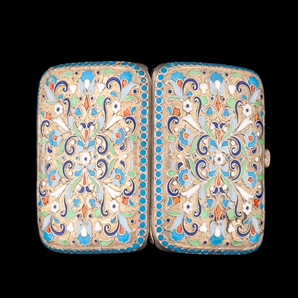 ETUI, emaljerat silver, Ryssland, ca 1900.