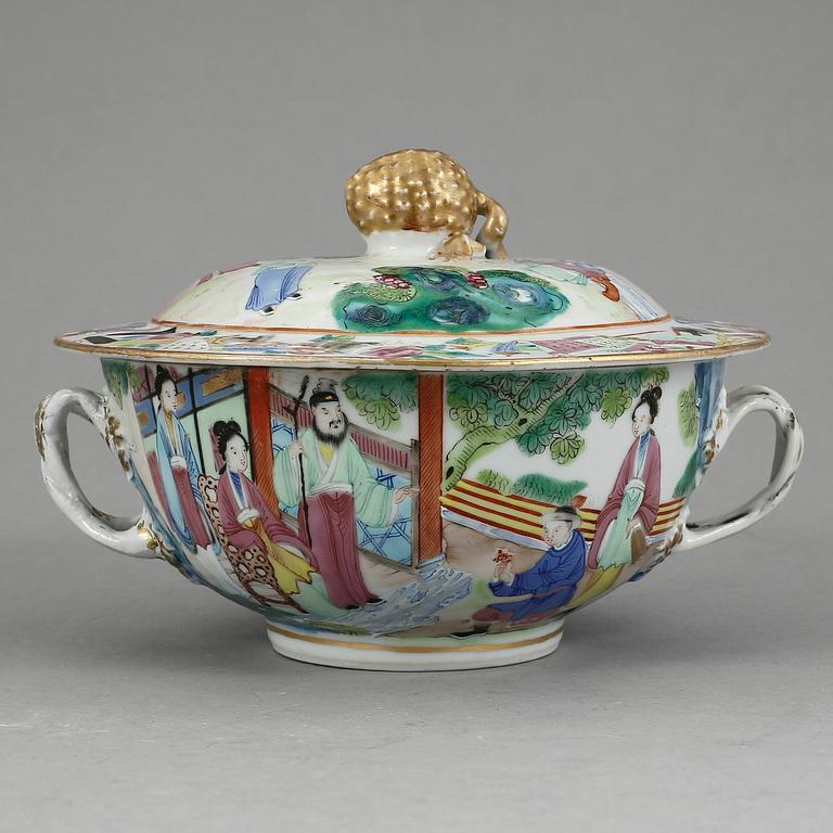 SKÅL MED LOCK, porslin, Kina, Kanton, 1800-tal.