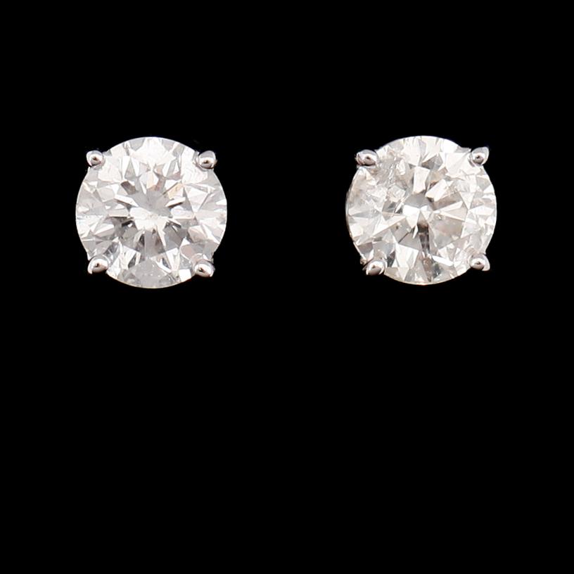 ÖRHÄNGEN, 1 par, 18 k vitguld, solitära briljantslipade diamanter tot ca 1.40 ct.