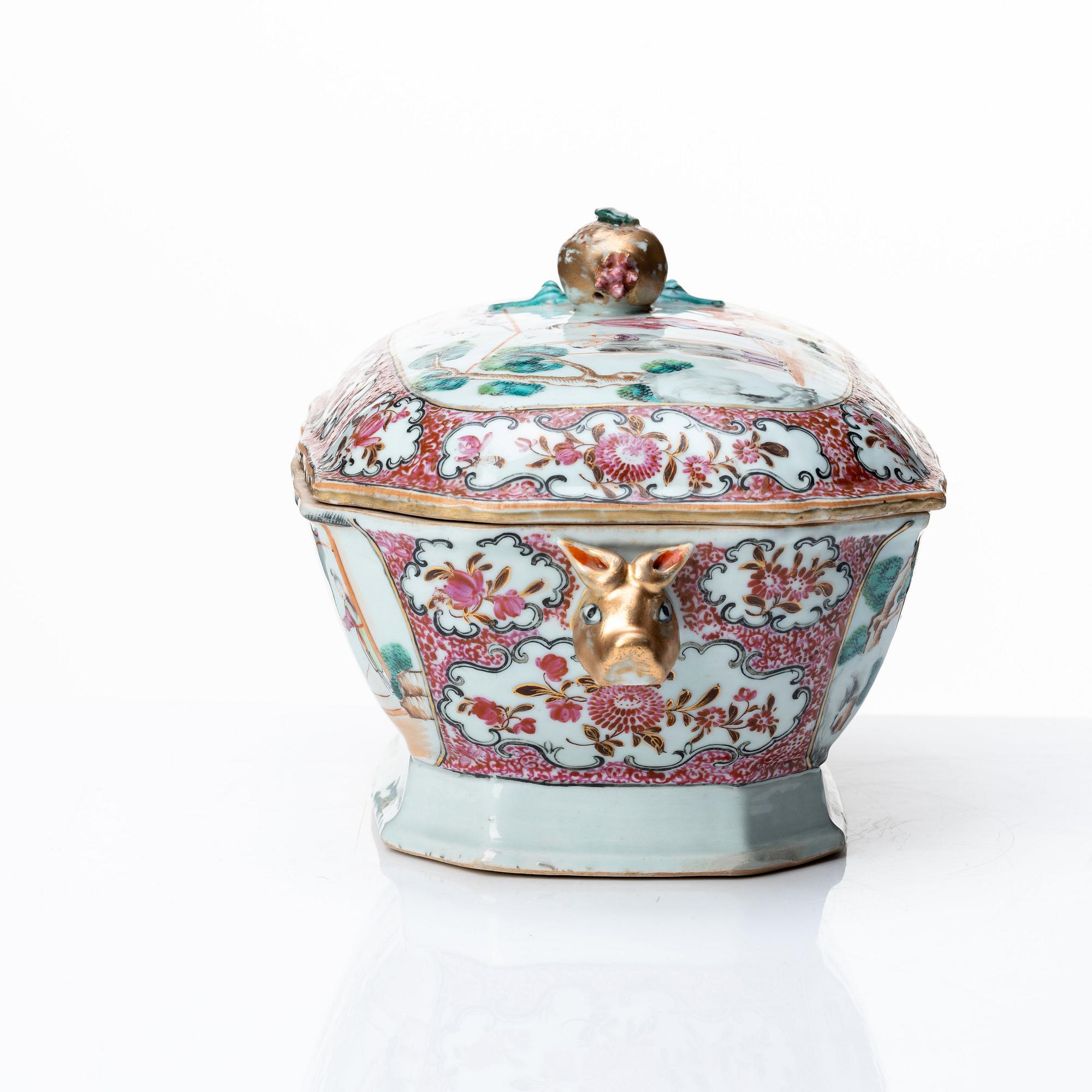 A famille rose tureen with cover, Qing dynasty, Qianlong (1736-95).