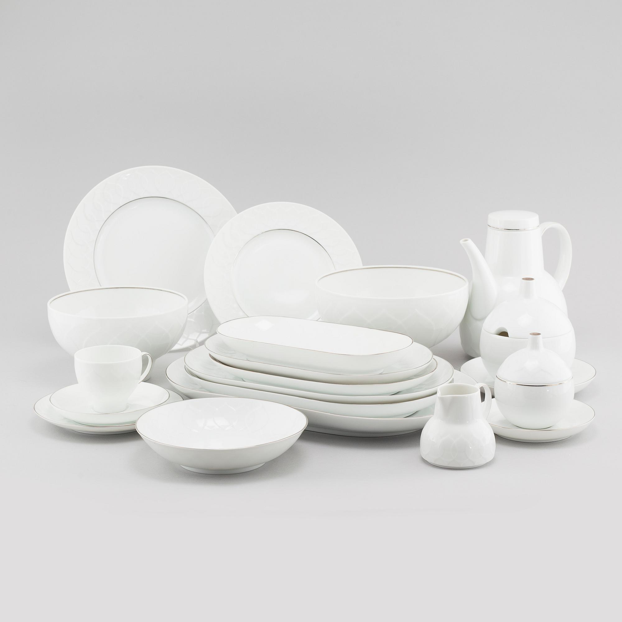 SERVIS, 90 pieces, porcelain, "Lotus", Rosenthal, Björn Wiinblad, 20th century later part.