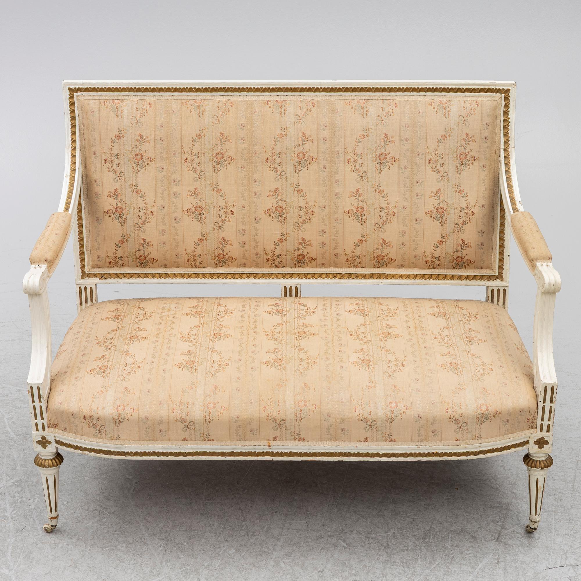 Sofa, by Johan Hammarström (master in Stockholm 1794-1812), Late Gustavian, circa 1800.