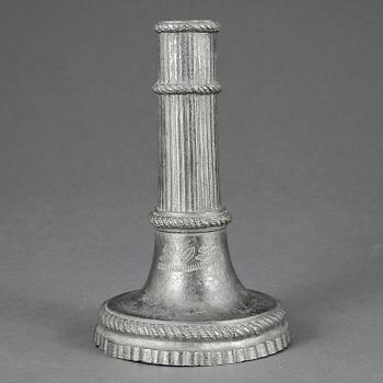 LJUSSTAKE, tenn, gustaviansk, sent 1700-tal.