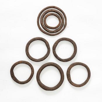 A set of eiht iron rings, Sweden, 17th / 18th century.