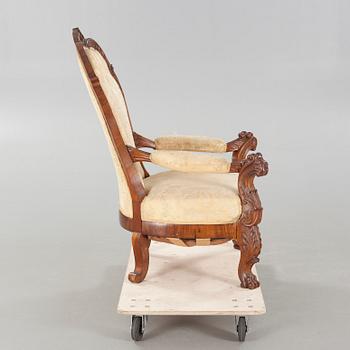 FÅTÖLJ, nyrokoko, sent 1800-tal.