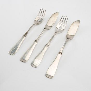 Eric Löfman, fish cutlery 12 dlr silver, model "Uppsala", MGAB Lidköping 1962-1964.