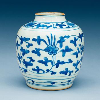 1858. A blue and white jar, Ming dynasty, 17th Century.