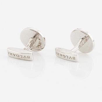 Bulgari, cufflinks, silver with onyx.