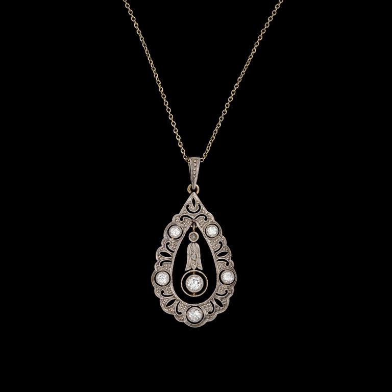 A PENDANT with chain, 18K white gold, diamonds. Weight c. 4.2 g.
