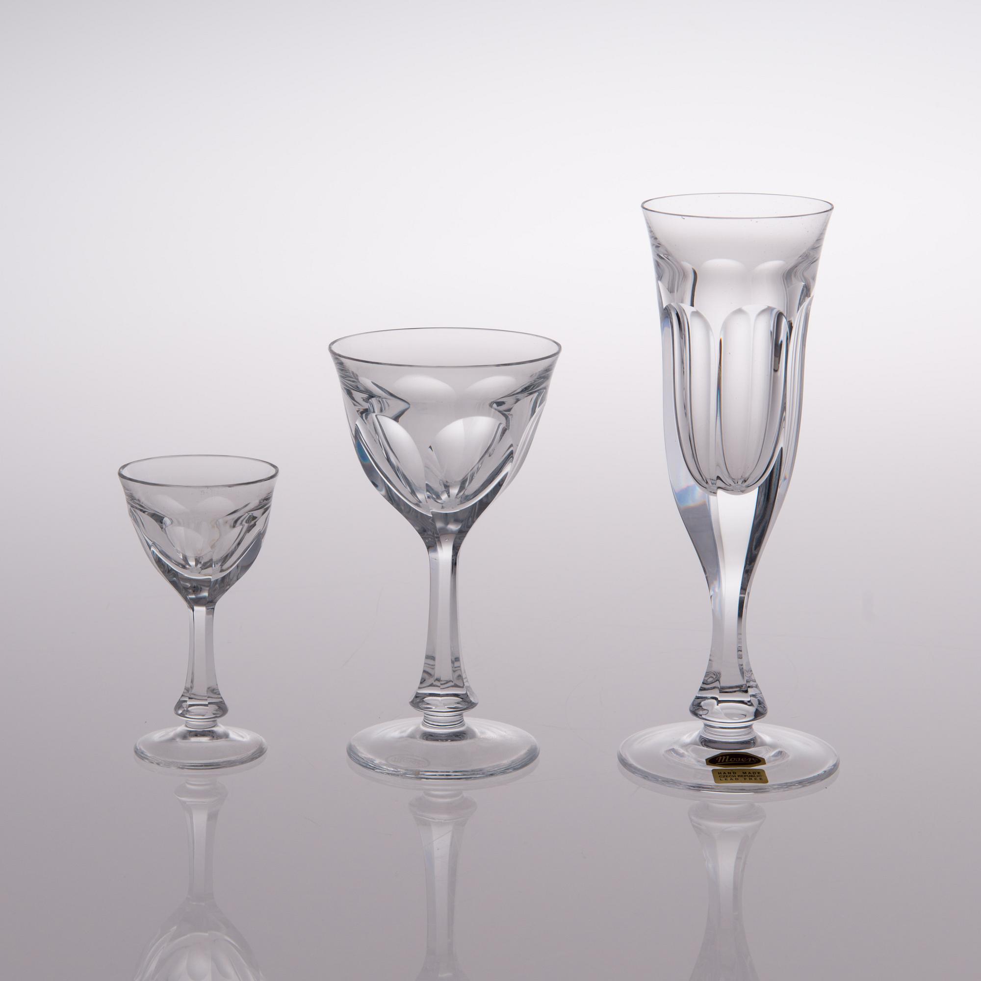 A 23 piece Moser "Lady Hamilton" glassware set from the 1980s and 1990s, Czechoslovakia and  Czech Republic.