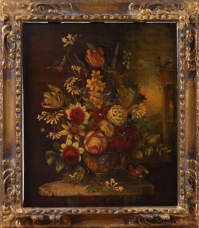 OKÄND KONSTNÄR, olja på duk, uppfodrad på pannå. 1800-tal.