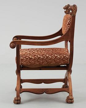 KARMSTOL, nyrenässans, sent 1800-tal.