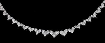 A princess- and fantasy cut diamond necklace, tot. 19.80 cts.