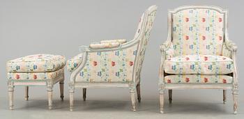 BERGERER, ett par, samt PALL, Louis XVI-stil, 1800/1900-tal.