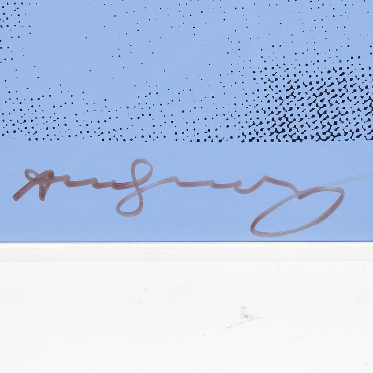 ANDY WARHOL, silkscreen in colours on wallpaper, 1971, signed Andy Warhol in felt tip pen.