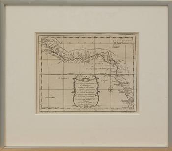 KARTOR, kopparstick, 2 st , "D' Afrique..." 1739 samt "De fyra Öresundstäderna"Braun/Hogenberg 1585. Senare avdrag.