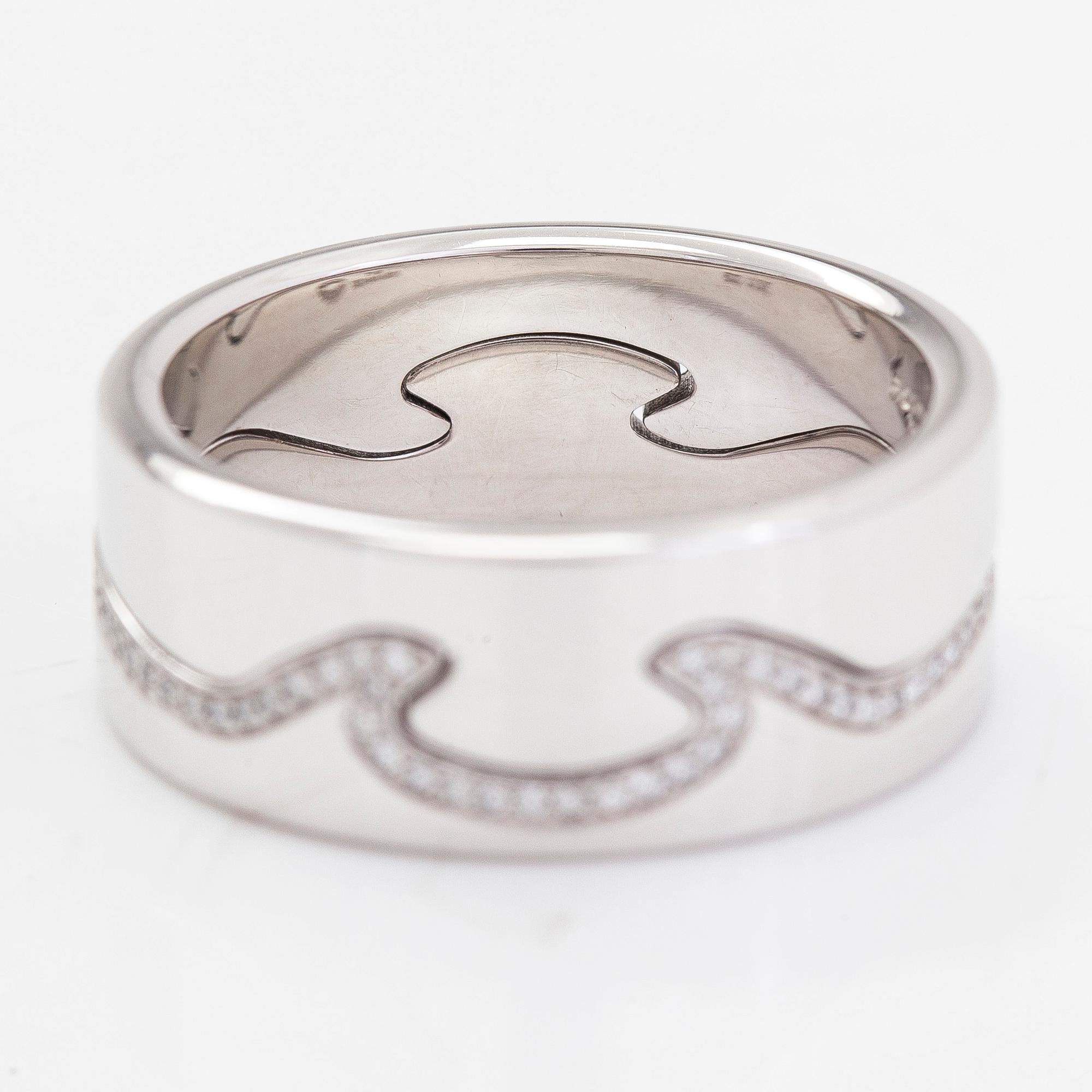 Georg Jensen, ring, "Fusion" 18K vitguld, pavéinfattade små diamanter ca 0.18 ct totalt.