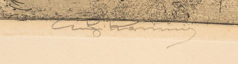 LUIGI KASIMIR, etching. Signed in leads and dated 1922 in the print.