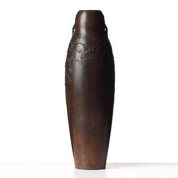 Hugo Elmqvist, an Art Nouveau patinated bronze vase, Stockholm, early 1900's.