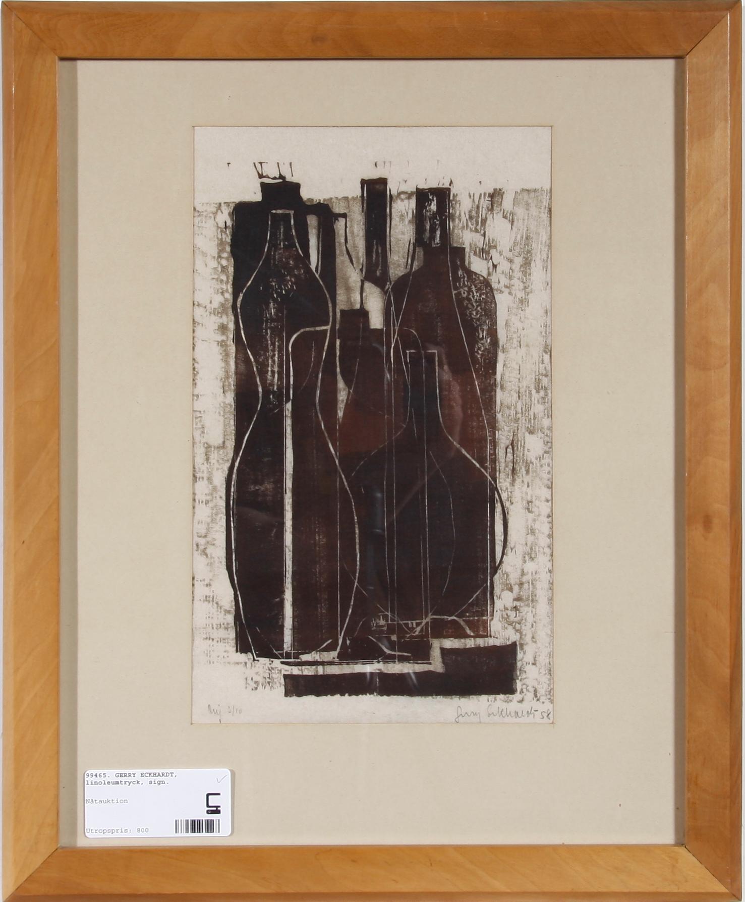 GERRY ECKHARDT, linoleumtryck, sign o dat -58. Numr 3/10.