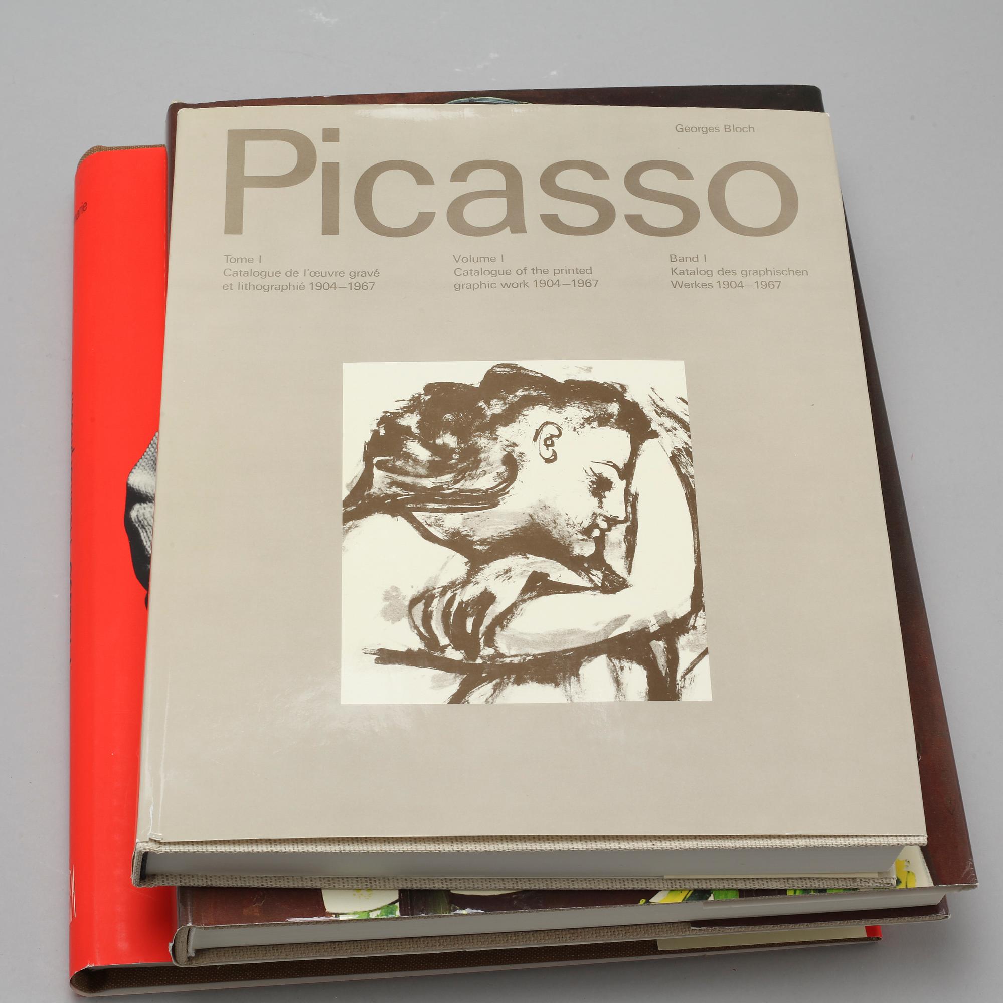 Books, 4 artbooks about Picasso and his work, 20th century 3rd quarter.