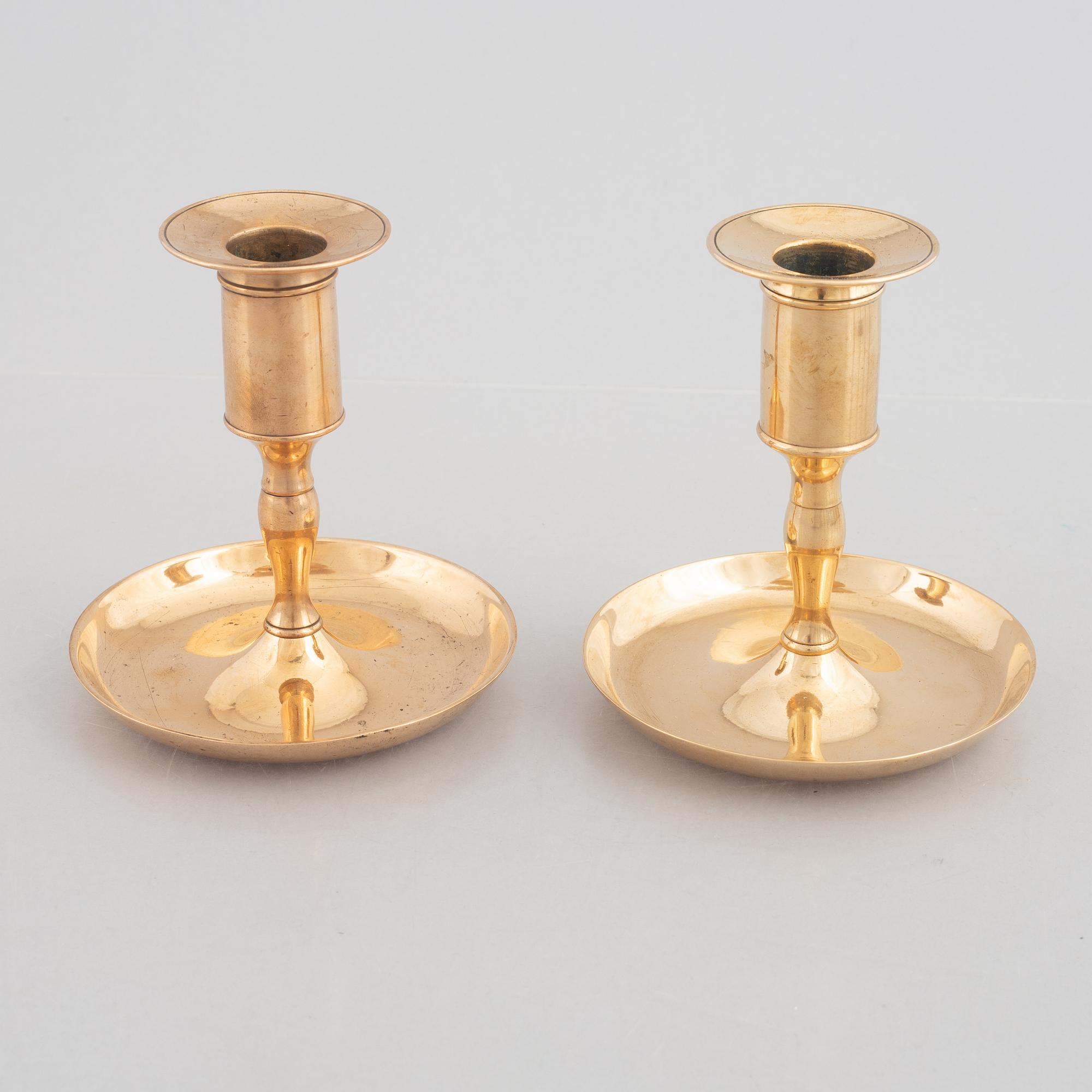 Tree Pairs of Swedish Brass Candlesticks from Skultuna Messingsbruk, 19th Century.