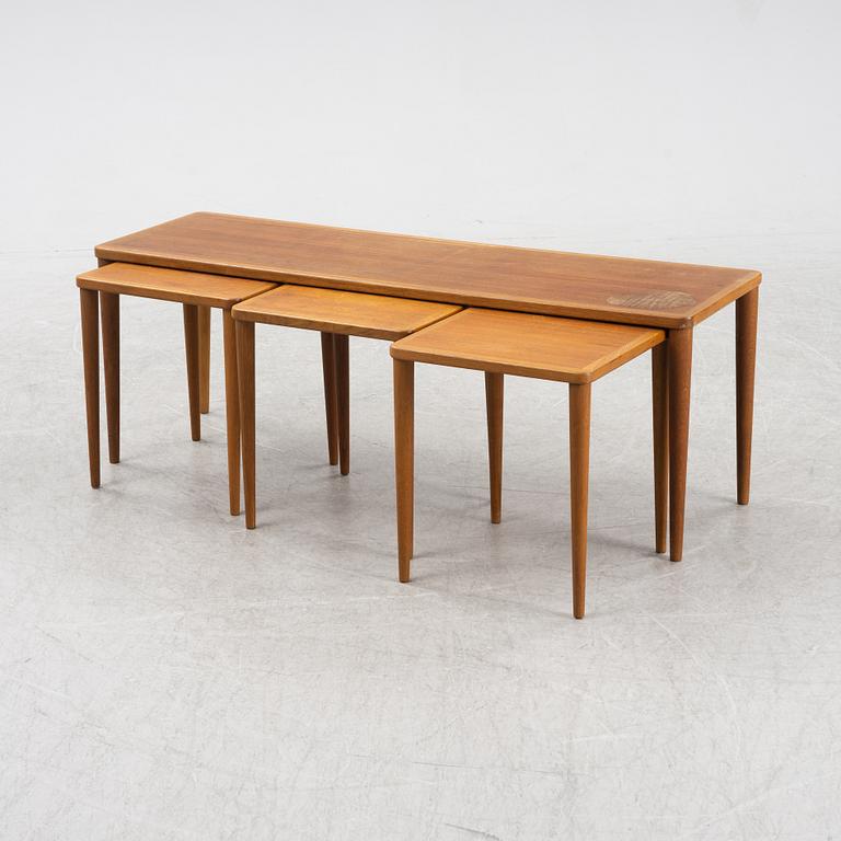 A four piece nesting table, mid 20th century.