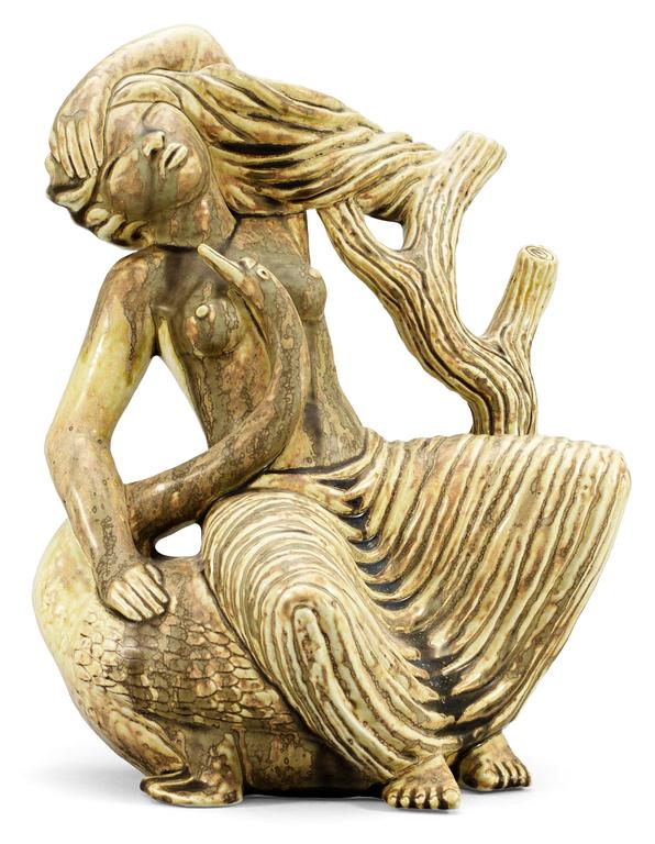 A Stig Lindberg stoneware sculpture, "Leda och Svanen", Gustavsberg 1940´s.