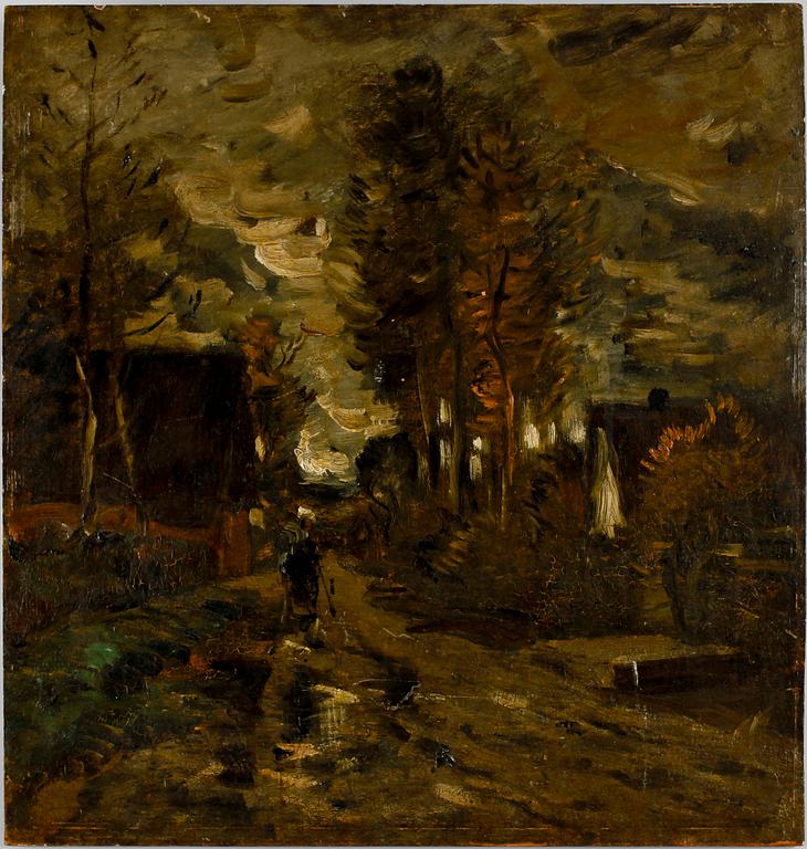 OKÄND KONSTNÄR, olja på pannå, sent 1800-tal.