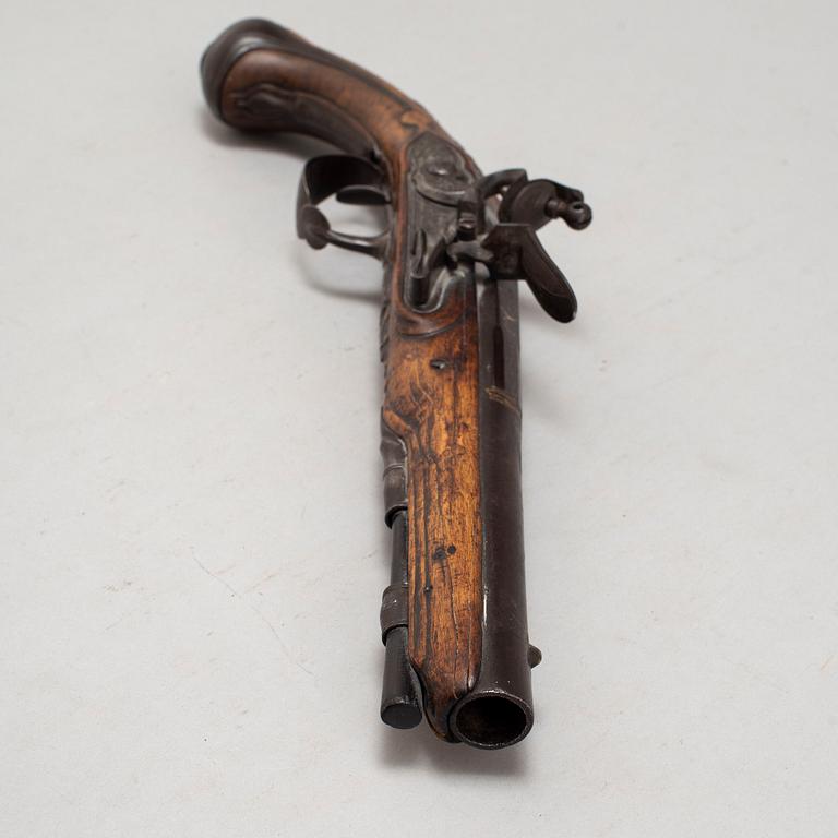 A French mid 18th century flintlock pistol marked "Laborde a Paris".