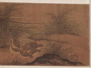 A handscroll of wild geese, in the style of Ma Lin (c. 1180-c. 1256), Qing dynasty, presumably 18th century.