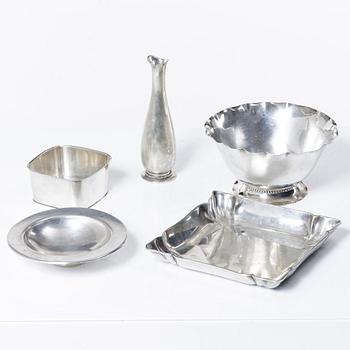 5 pieces of silver goods, including CG Hallberg, 20th century.