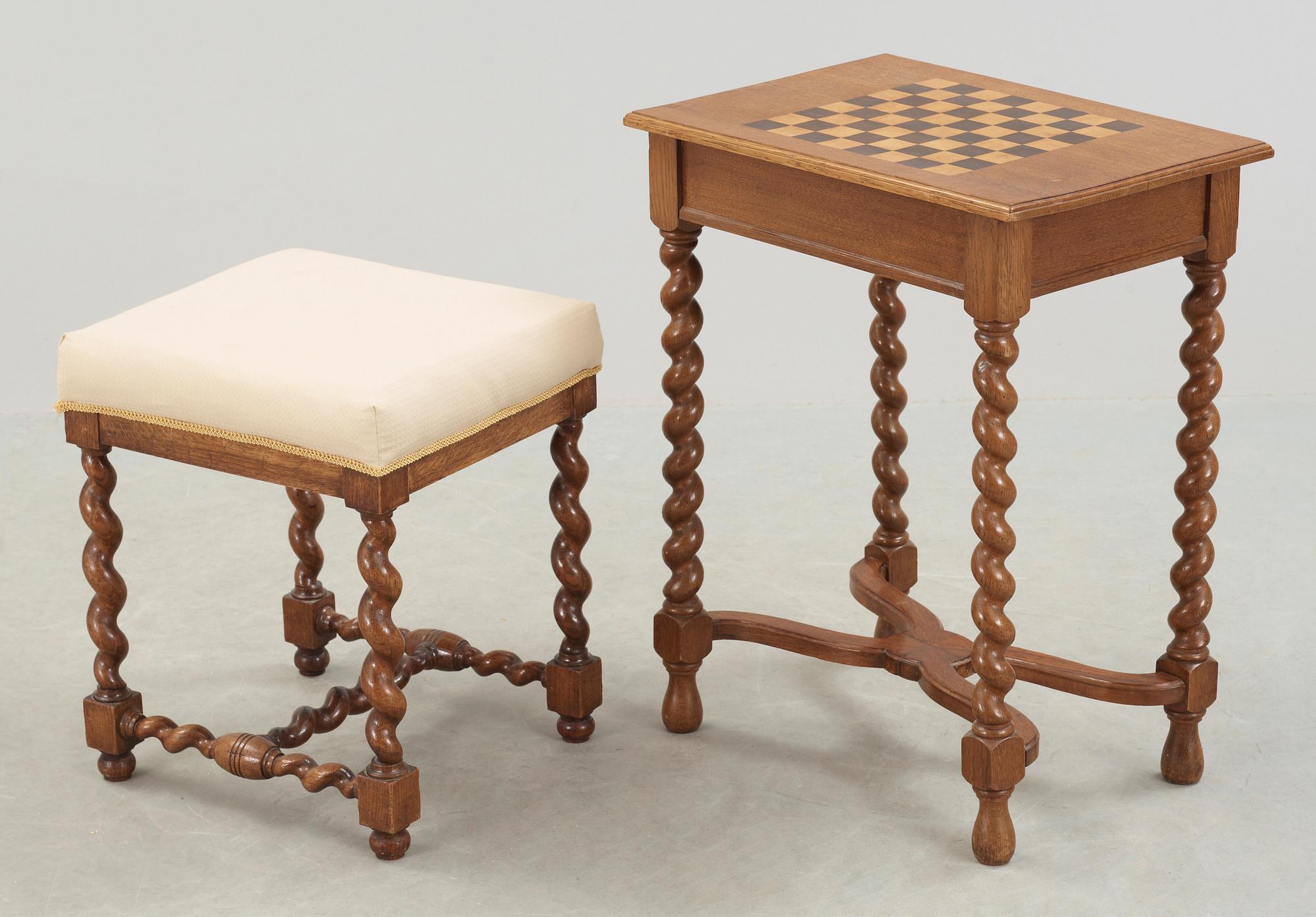 SCHACKBORD samt PALL, barockstil, 1900-talets början.