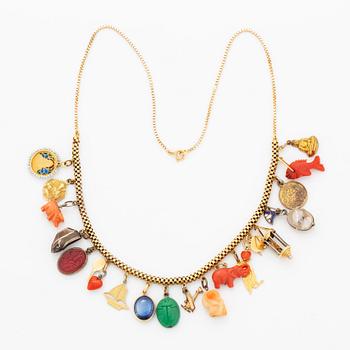 18K gold necklace with charms.