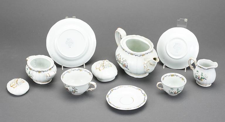 SERVIS, 14 delar, flintgods, Mah-Jong Rörstrand.