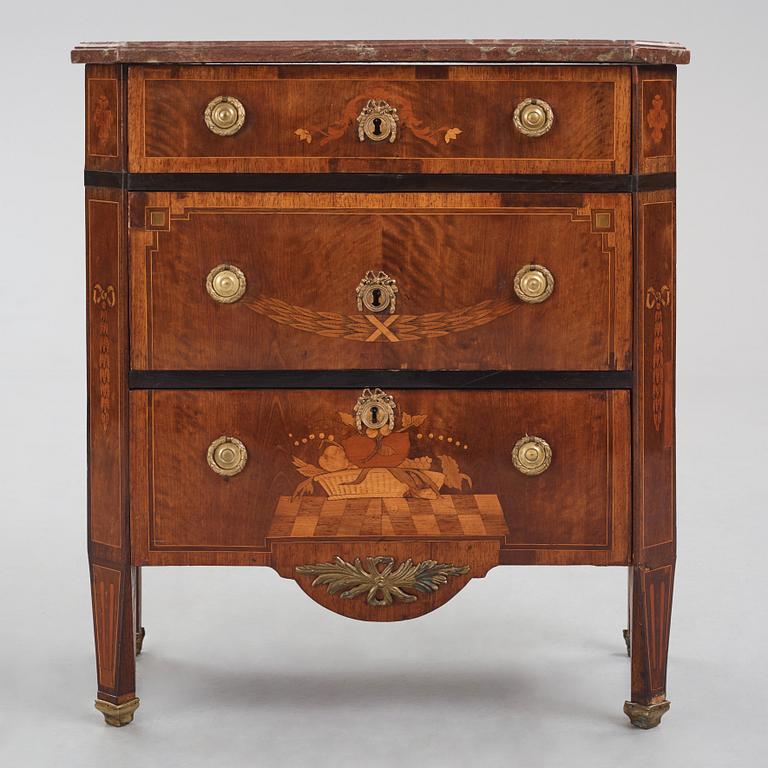 A Gustavian marquetry commode by G. Foltiern (master in Stockholm 1771-1804).