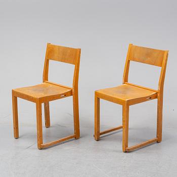 Six birch chairs by Sven Markelius, mid 20th Century.