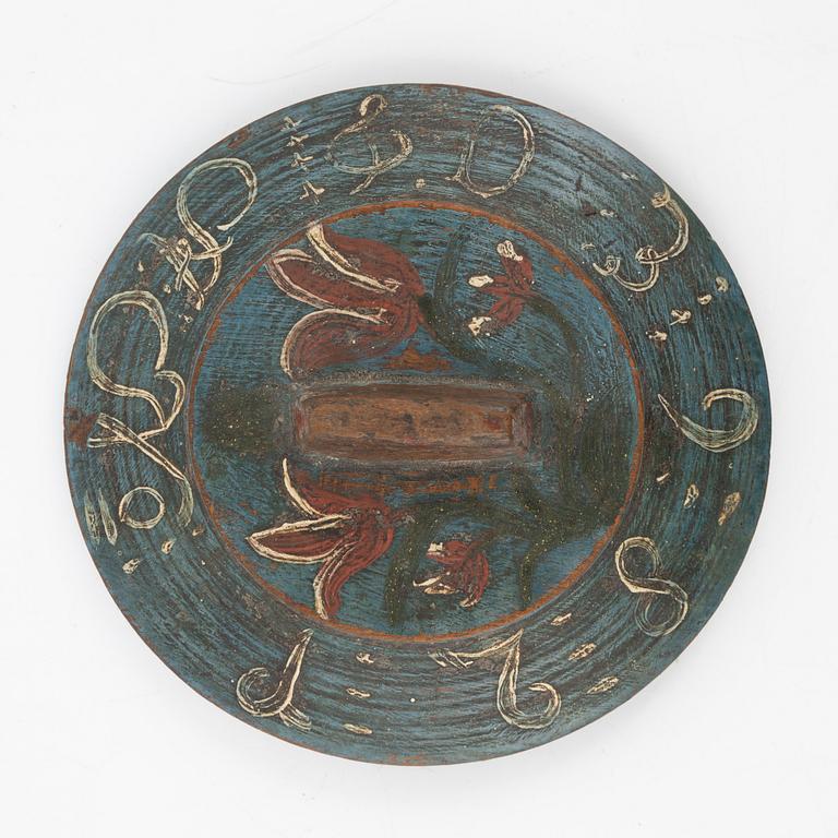 Two Swedish polychrome painted wooden boxes, 18th/19th century.