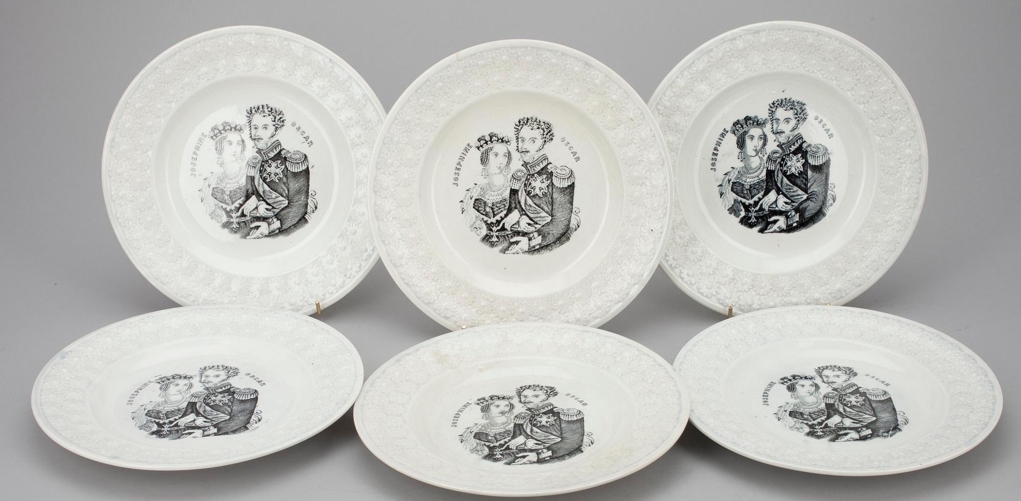 TALLRIKAR, 6 st, flintgods, John Garr & Son, England 1800-talets senare hälft.