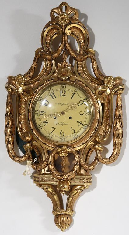 VÄGGPENDYL, gustaviansk stil, W Staflund Stockholm. 1900-tal.