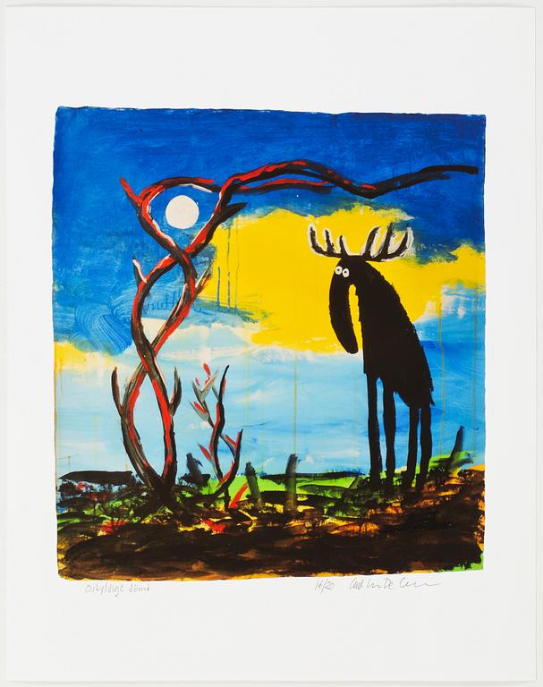 Carl Johan De Geer, lithograph in colours, signed 16/20.