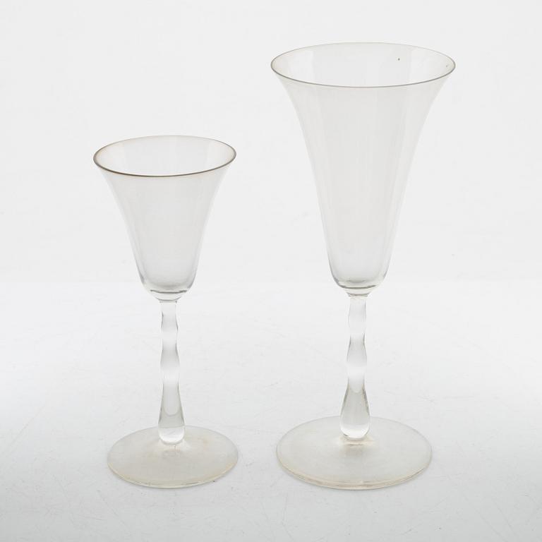 Simon Gate, a set of 36 'Stork' glasses, Orreford Sandvik, Sweden, first half of the 20th century.