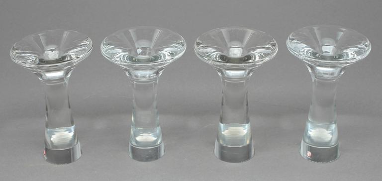LJUSSTAKAR, 4 st, glas, Tapio Wirkkala, Iittala, signerade och numrerade 3412.